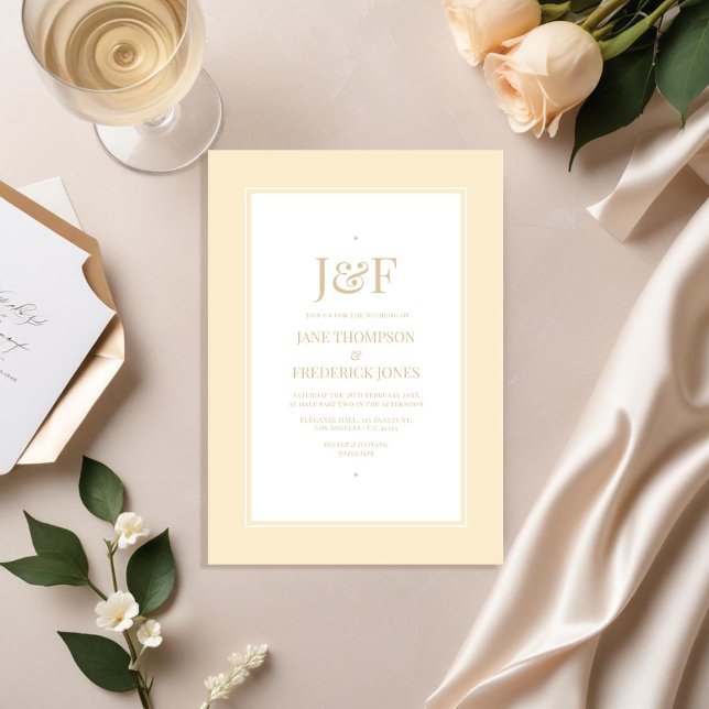 Trendy Typography Champagne and Ivory Wedding Invitation (Trendy Typography Champagne and Ivory Wedding Invitation)