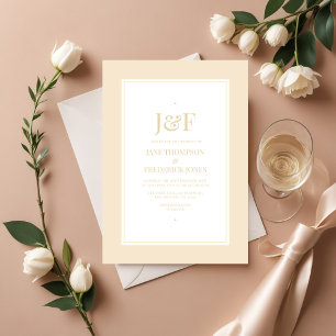 Trendy Typography Champagne Colour Wedding Invitation
