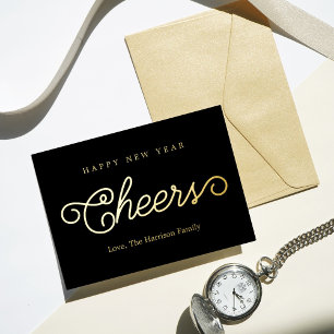 Trendy Typography Cheers Happy New Year Real