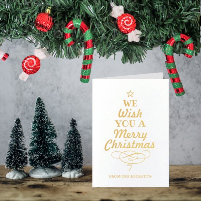 Trendy Typography Christmas Tree Holiday Foil Card (Creator Uploaded)