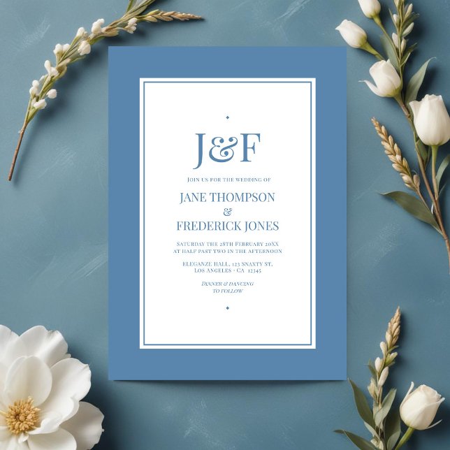Trendy Typography Dusty Blue Wedding Invitation (Trendy Typography Dusty Blue Wedding Invitation)