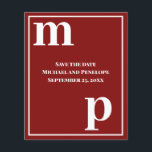 Trendy Typography Garnet Red Budget Save the Date  Flyer<br><div class="desc">A simple clean minimalist design in garnet red with a text pairing of fonts in bold lower case monogram letter text templates and upper case font templates for the details that are easy for you to personalise. Just change the letters to your own right on the product page. All elements...</div>