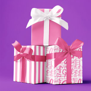 Trendy Typography Girl Script Baby Shower  Wrapping Paper Sheet