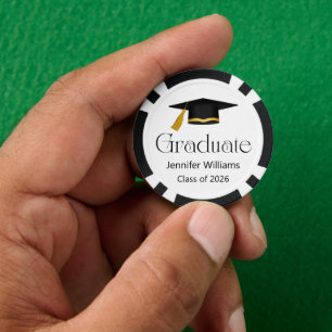 trendy typography graduate cap class of 2026  poker chips