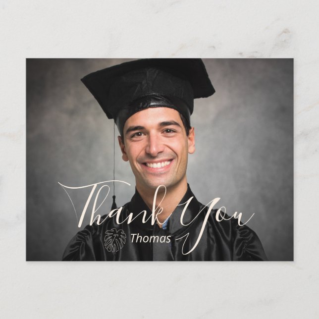Trendy Typography Graduation Thank Postcard (Front)