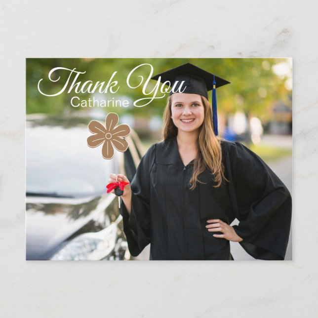 Trendy Typography Graduation Thank Postcard (Front)