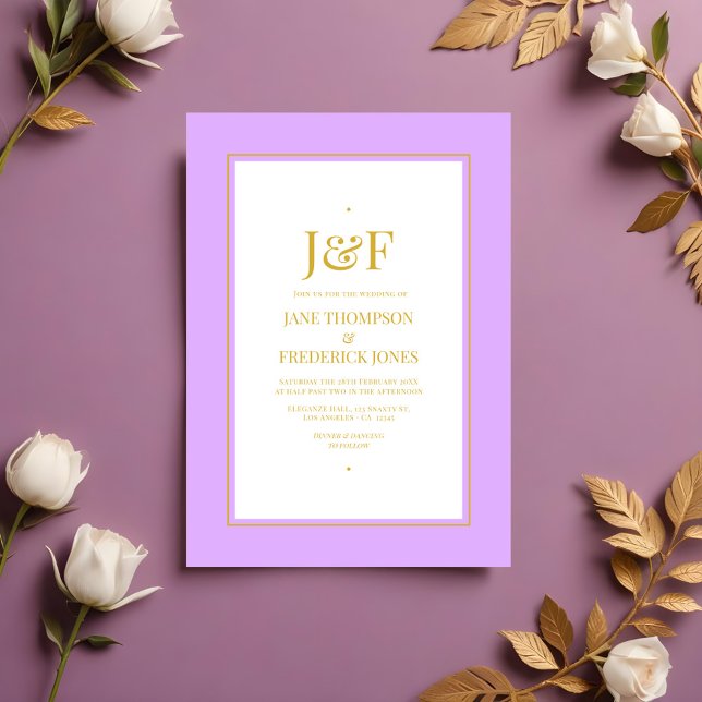 Trendy Typography Mauve and Gold Wedding Invitation (Trendy Typography Mauve and Gold Wedding Invitation)
