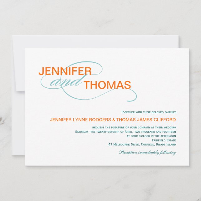 Trendy Typography Modern Wedding Invitations (Front)
