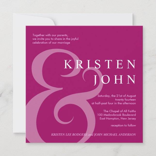 Trendy Typography Modern Wedding Invitations (Front)