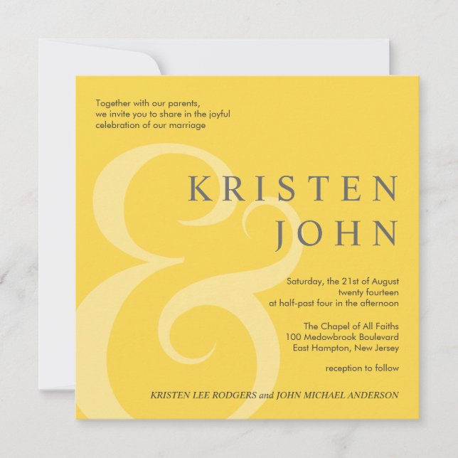 Trendy Typography Modern Wedding Invitations (Front)