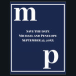 Trendy Typography Navy Blue Budget Save the Date  Flyer<br><div class="desc">A simple clean minimalist design in trendy navy blue with a text pairing of fonts in bold lower case monogram letter text templates and upper case font templates for the details that are easy for you to personalise. Just change the letters to your own right on the product page. All...</div>