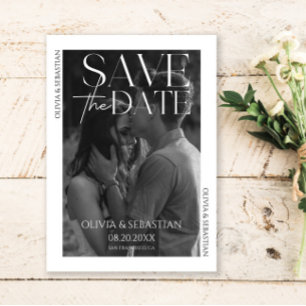 Trendy Typography Overlay Text Photo Wedding Save The Date