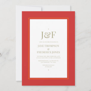 Trendy Typography Red, Orange and Sage Wedding Invitation