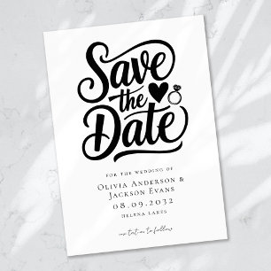 Trendy Typography Ring Heart Wedding Save The Date