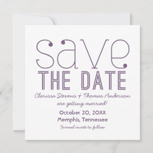 Trendy Typography Save the Date Invite, Purple Invitation