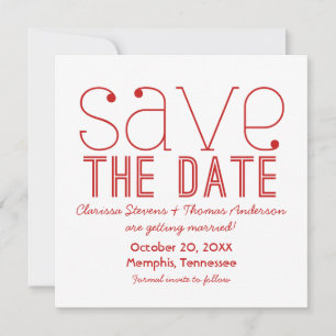 Trendy Typography Save the Date Invite, Red Invitation