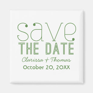 Trendy Typography Save the Date Magnet, Green Magnet