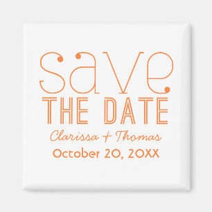 Trendy Typography Save the Date Magnet, Orange Magnet