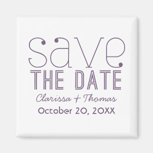 Trendy Typography Save the Date Magnet, Purple Magnet