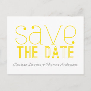 Trendy Typography Save the Date Postcard, Yellow Announcement Postcard