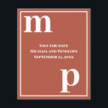 Trendy Typography Terracotta Budget Save the Date  Flyer<br><div class="desc">A simple clean minimalist design in terracotta with a text pairing of fonts in bold lower case monogram letter text templates and upper case font templates for the details that are easy for you to personalise. Just change the letters to your own right on the product page. All elements are...</div>