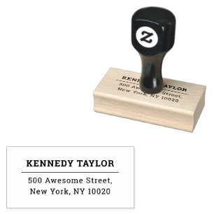 Trendy Typography Text Custom Name Return Address Rubber Stamp