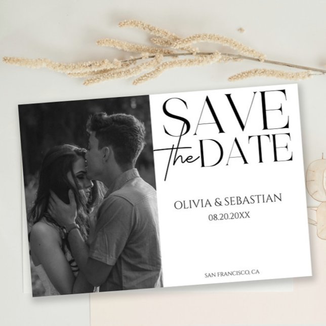 Trendy Typography Text Photo Wedding  Save The Date (Creator Uploaded)