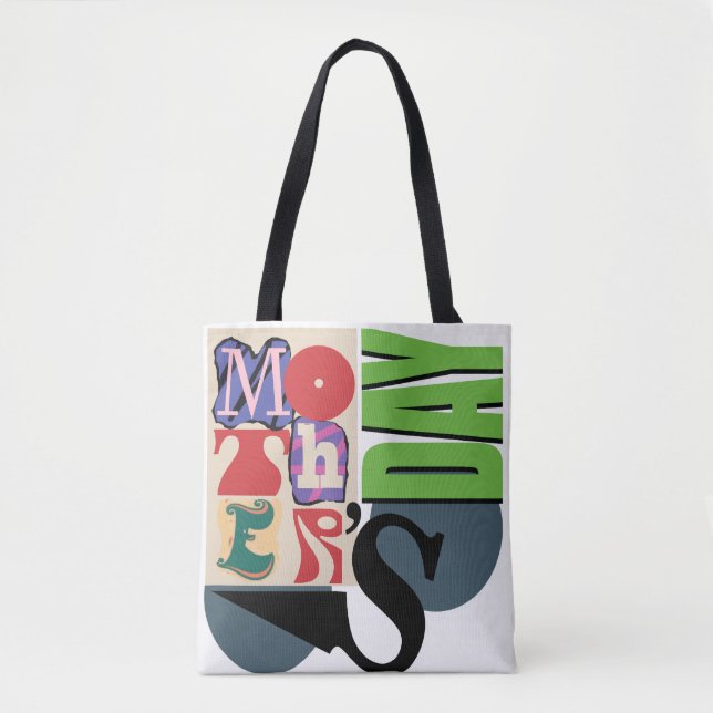 Trendy Typography Tribute: Mother's Day Tote BTote Bag (Front)