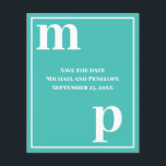 Trendy Typography Turquoise Budget Save the Date Flyer<br><div class="desc">A simple clean minimalist design in turquoise blue with a text pairing of fonts in bold lower case monogram letter text templates and upper case font templates for the details that are easy for you to personalise. Just change the letters to your own right on the product page. All elements...</div>