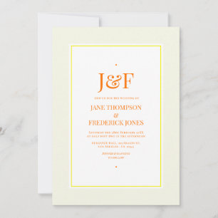 Trendy Typography Yellow, Orange and Ivory Wedding Invitation