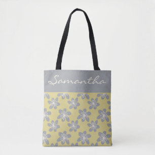 Trendy Ultimate  Grey & Yellow floral pattern Tote Bag