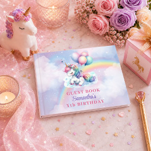 Trendy Unicorn Magical Day Girl Birthday Guest Boo Book
