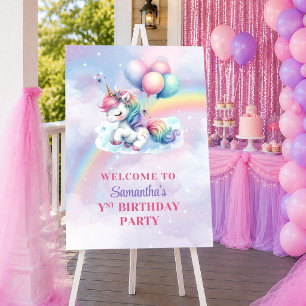 Trendy Unicorn Magical Day Girl Birthday Welcome P Poster