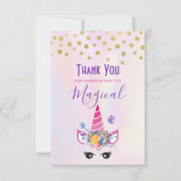 Trendy Unicorn with Flowers Butterflies & Confetti