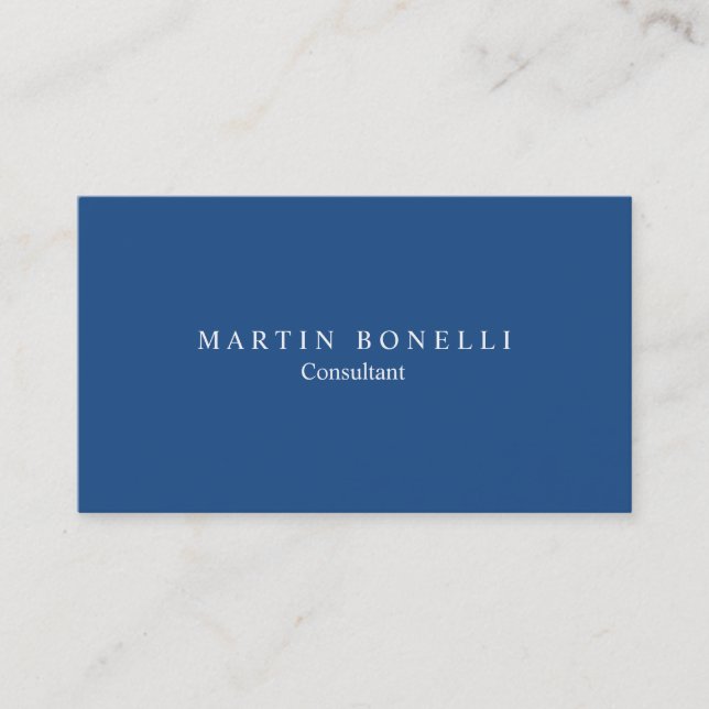 Trendy Unique Blue Plain Clean Business Card (Front)