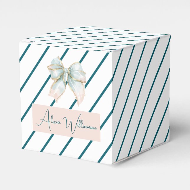 Trendy unique Cute green Personalised   Favour Box (Front Side)
