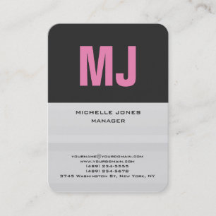 Trendy unique grey professional monogram business card
