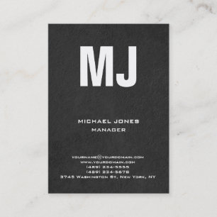 Trendy unique grey vertical huge monogram business card