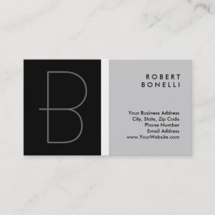 Trendy Unique Monogram Black Grey Business Card