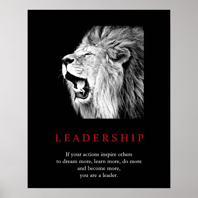Trendy Unique Motivational Leadership Lion Poster (Front)