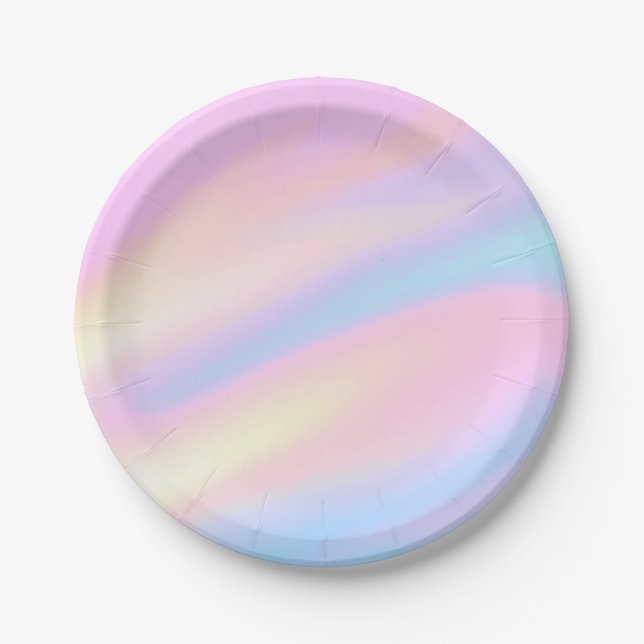 Trendy Unique pastel Pink Blue abstract waves Paper Plate (Front)