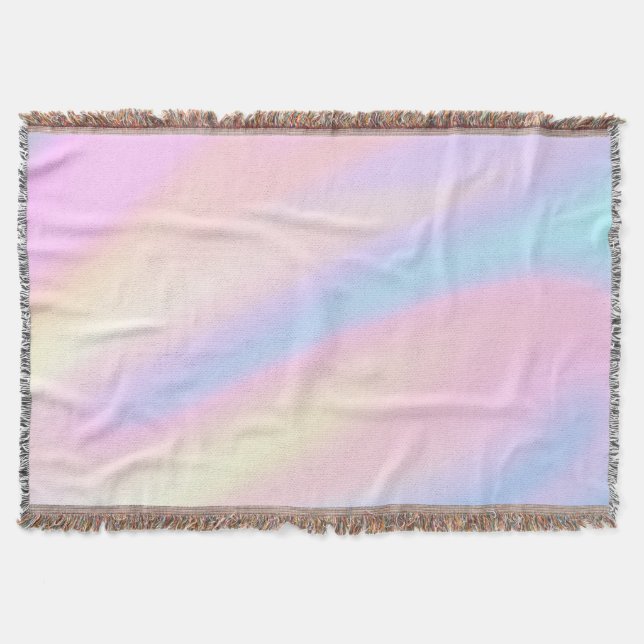 Trendy Unique pastel Pink Blue abstract waves Throw Blanket (Front)