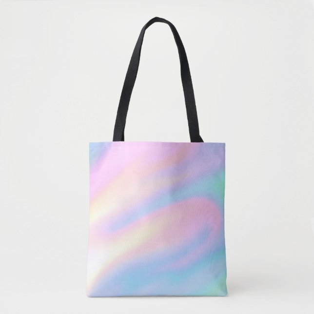 Trendy Unique pastel Pink Blue abstract waves Tote Bag (Front)