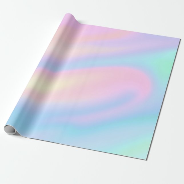 Trendy Unique pastel Pink Blue abstract waves Wrapping Paper (Unrolled)