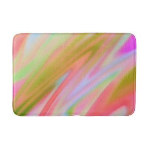 Trendy Unique Pink Blue green abstract waves  Bath Mat