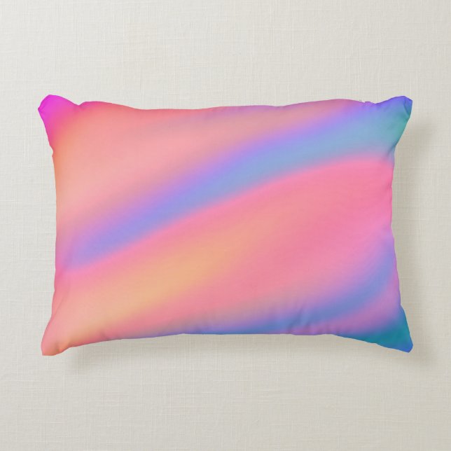 Trendy Unique Pink Blue green abstract waves  Decorative Cushion (Front)