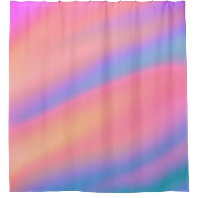 Trendy Unique Pink Blue green abstract waves  Shower Curtain (Front)