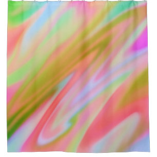 Trendy Unique Pink Blue green abstract waves Shower Curtain