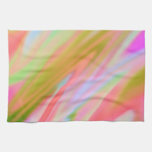 Trendy Unique Pink Blue green abstract waves Tea Towel