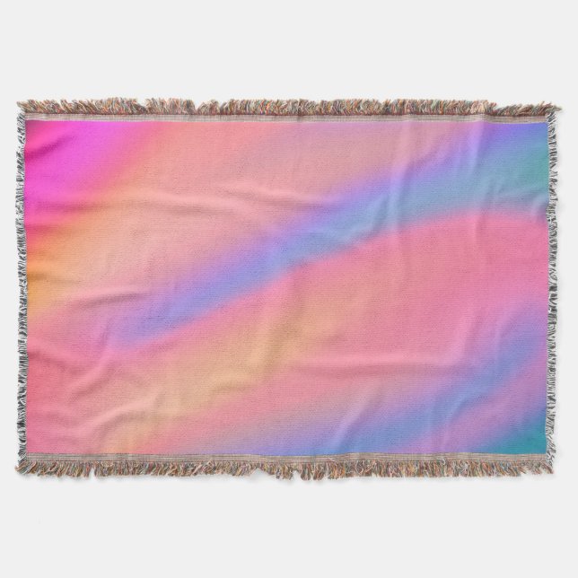 Trendy Unique Pink Blue green abstract waves Throw Blanket (Front)